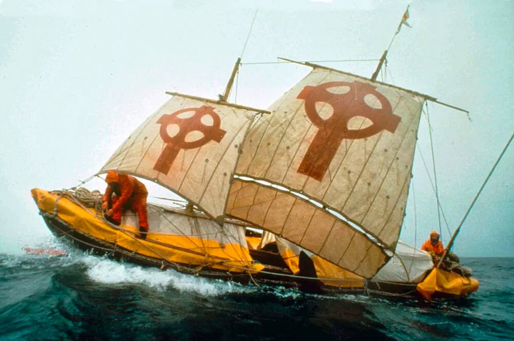 El Brendan-Un coracle hecho de cuero y mimbre