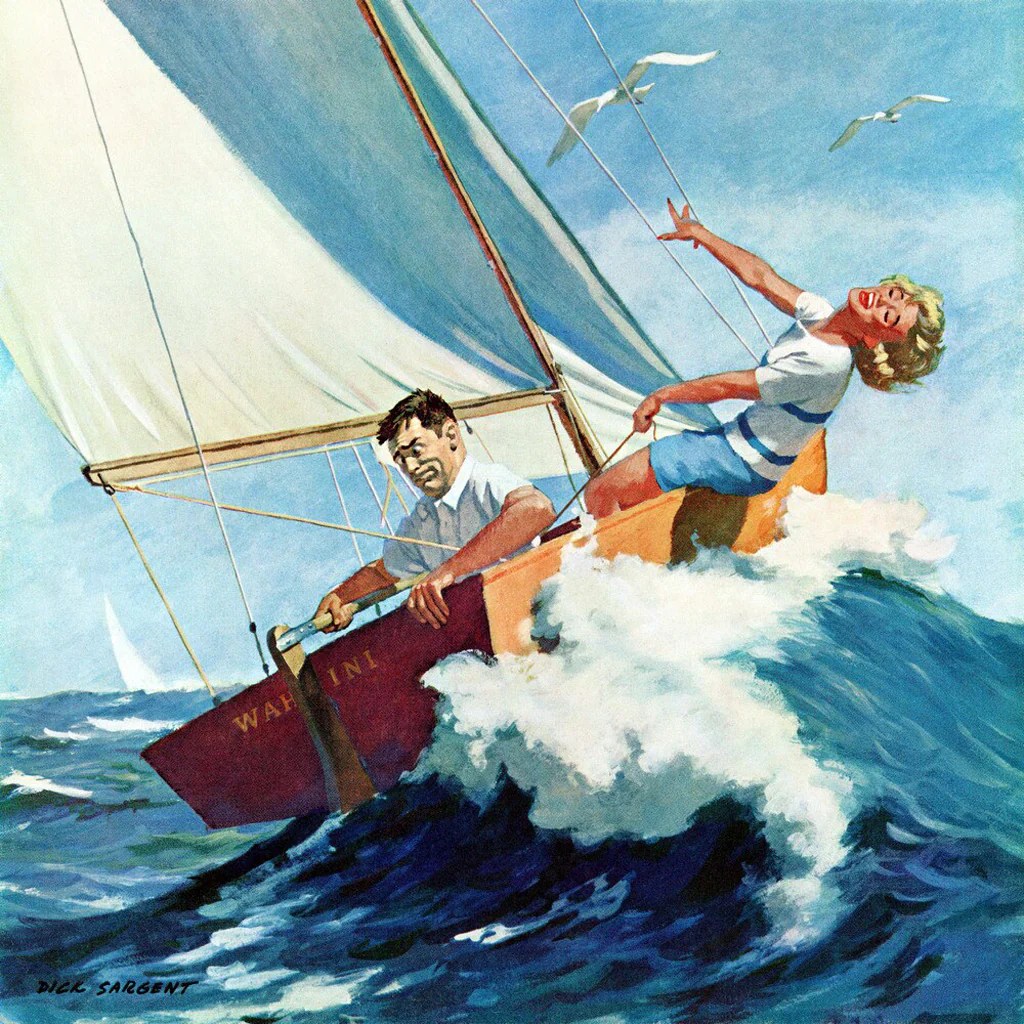 "seasick" Dick Sargent ilustración para el Saturday EveningPost1959
