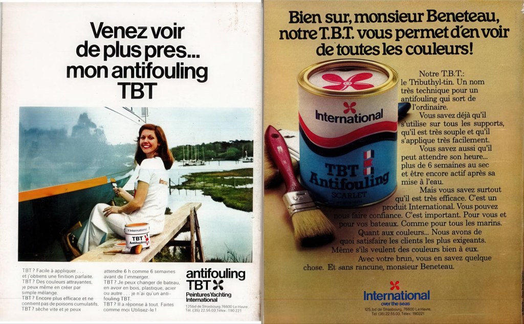Publicidad de la marca de pinturas International Paint de sus antifoulings con TBT