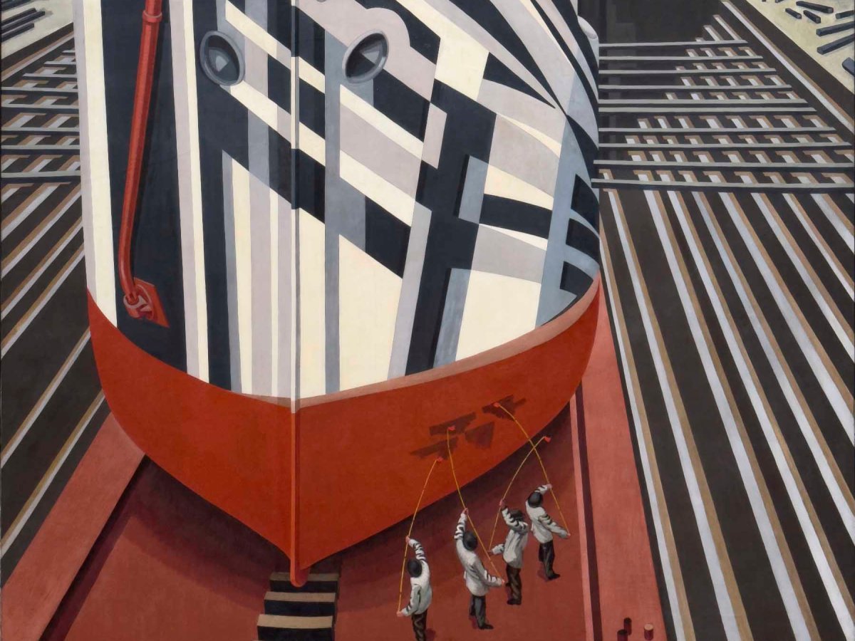 Un cuadro cada viernes: Edward Wadsworth «Barcos deslumbrantes en el dique seco de Liverpool»&nbsp;1919