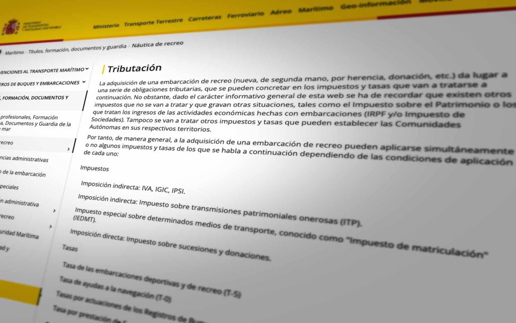Tributación embarcaciones de recreo