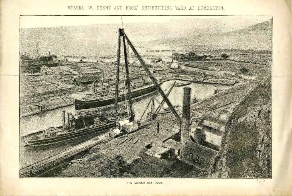Una vista del astillero de construcción naval de William Denny and Brothres