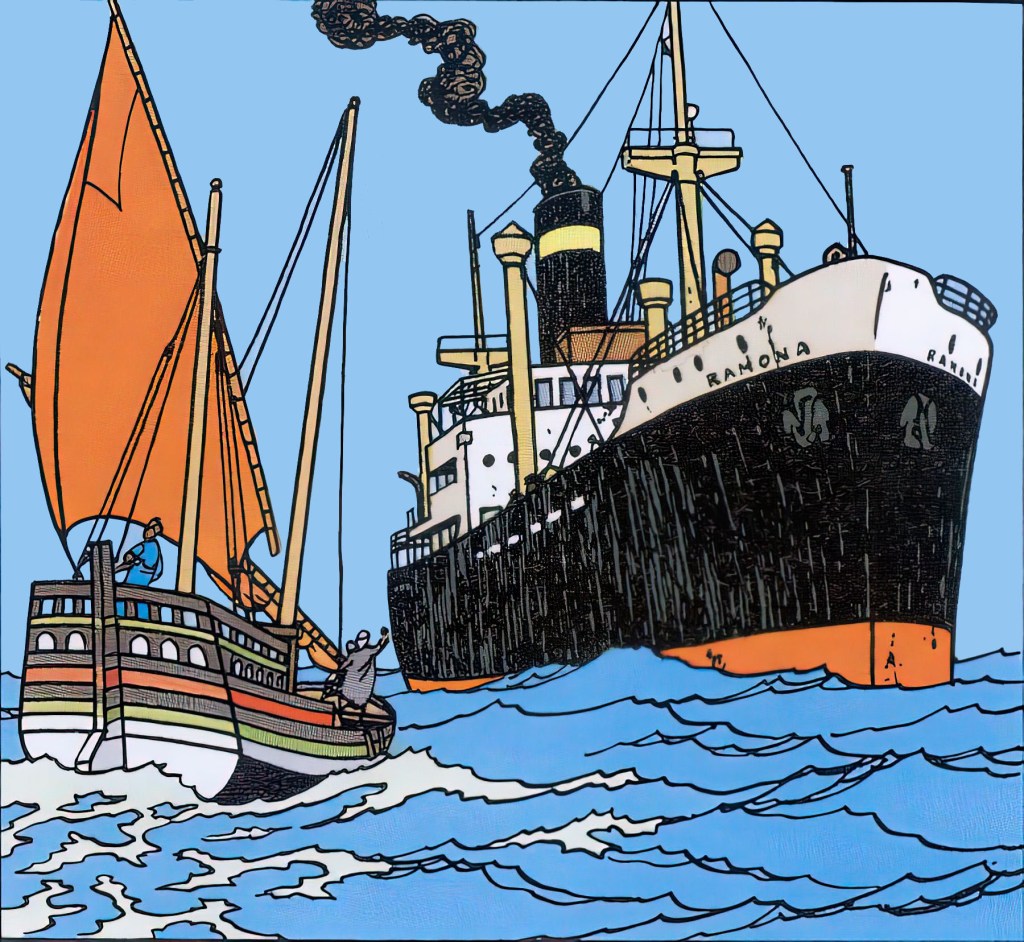 El Ramona es un vapor de carga, basado en dos barcos belgas el SS Egipto y el Reine Astrid