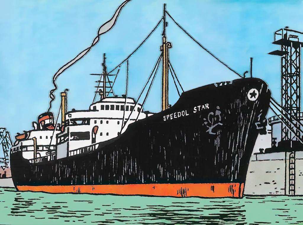El Speedol Star donde Tintín y Hernandez y Fernandez se embarcan hacia Oriente Medio.