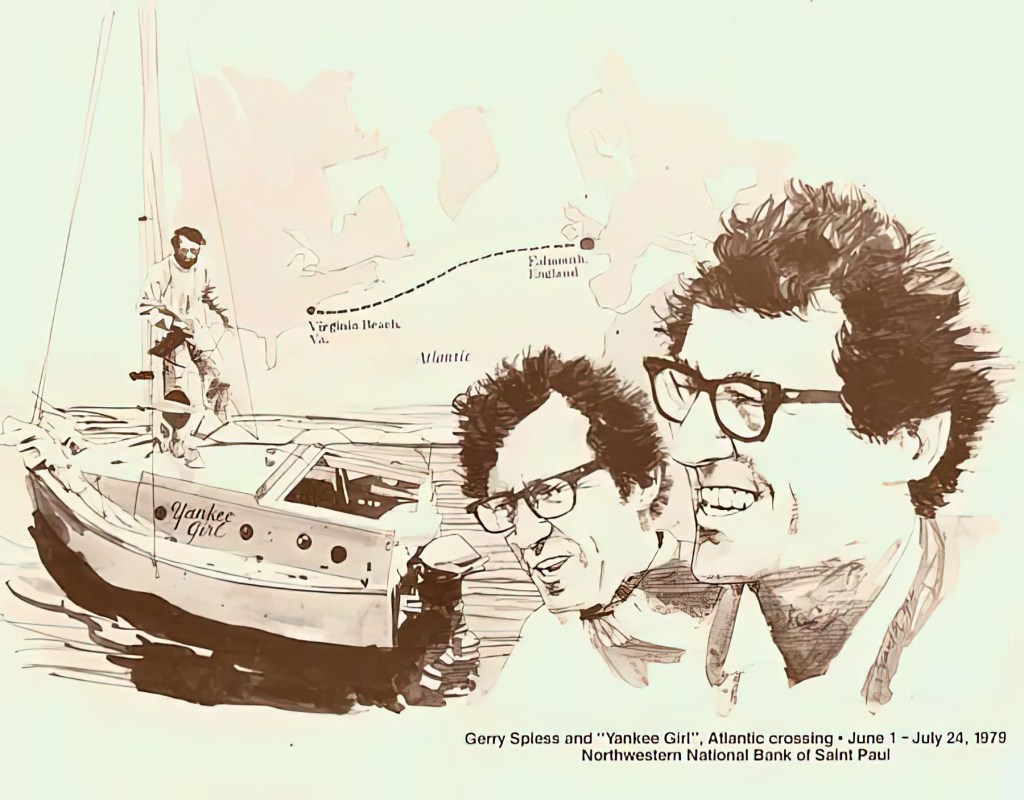 Póster ilustrando a Gerry Spiess y su barco, el Yankee Girl