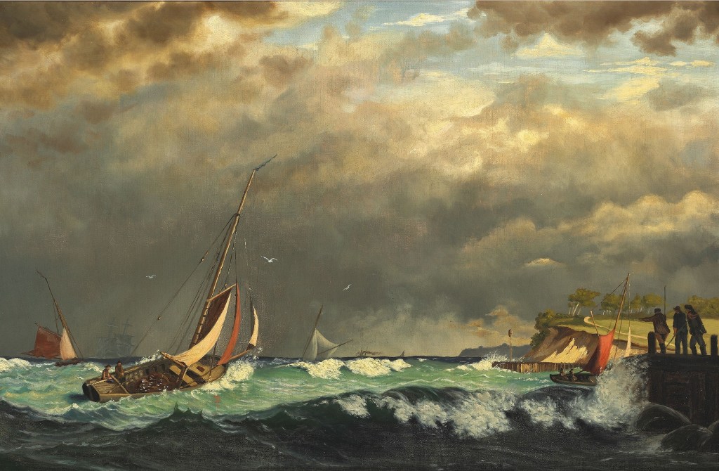 Un cuadro cada viernes (o casi): Erik Carl Rasmussen «Barcos de vela frente a un puerto en clima tormentoso»&nbsp;1855