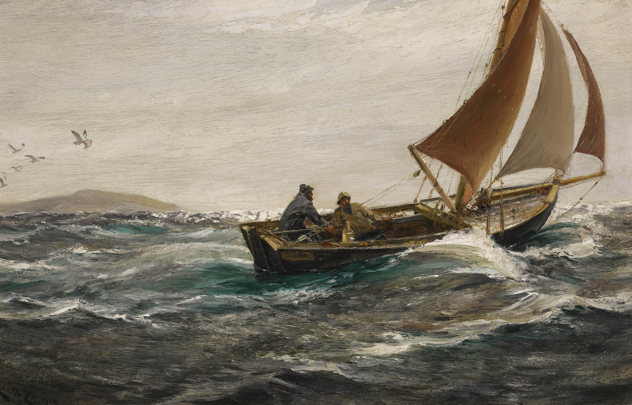 Un cuadro cada viernes (o casi): Charles Napier Hemy «Con viento y marea: frente a Dodman-Head, Falmouth» 1916