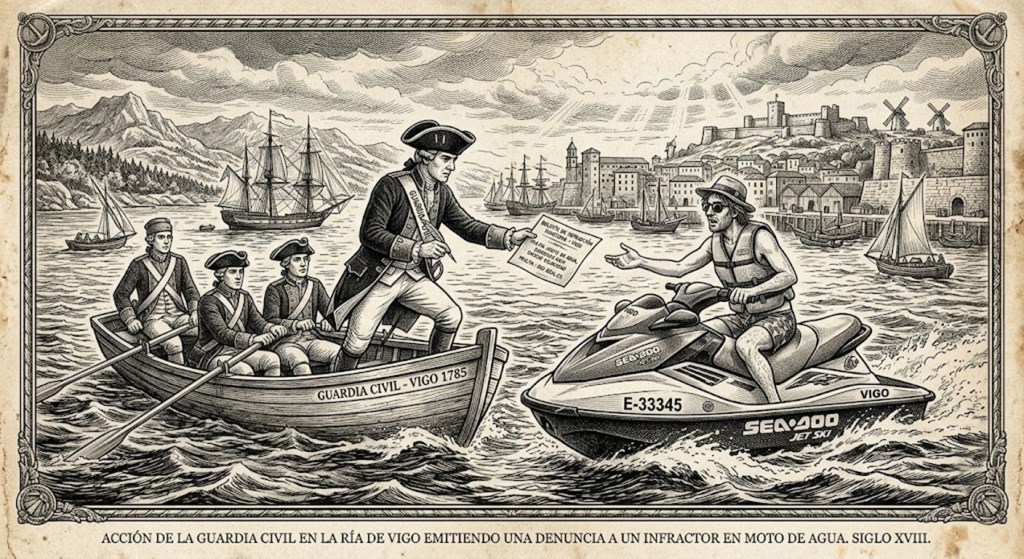 La gvardia Civil emitiendo una multa