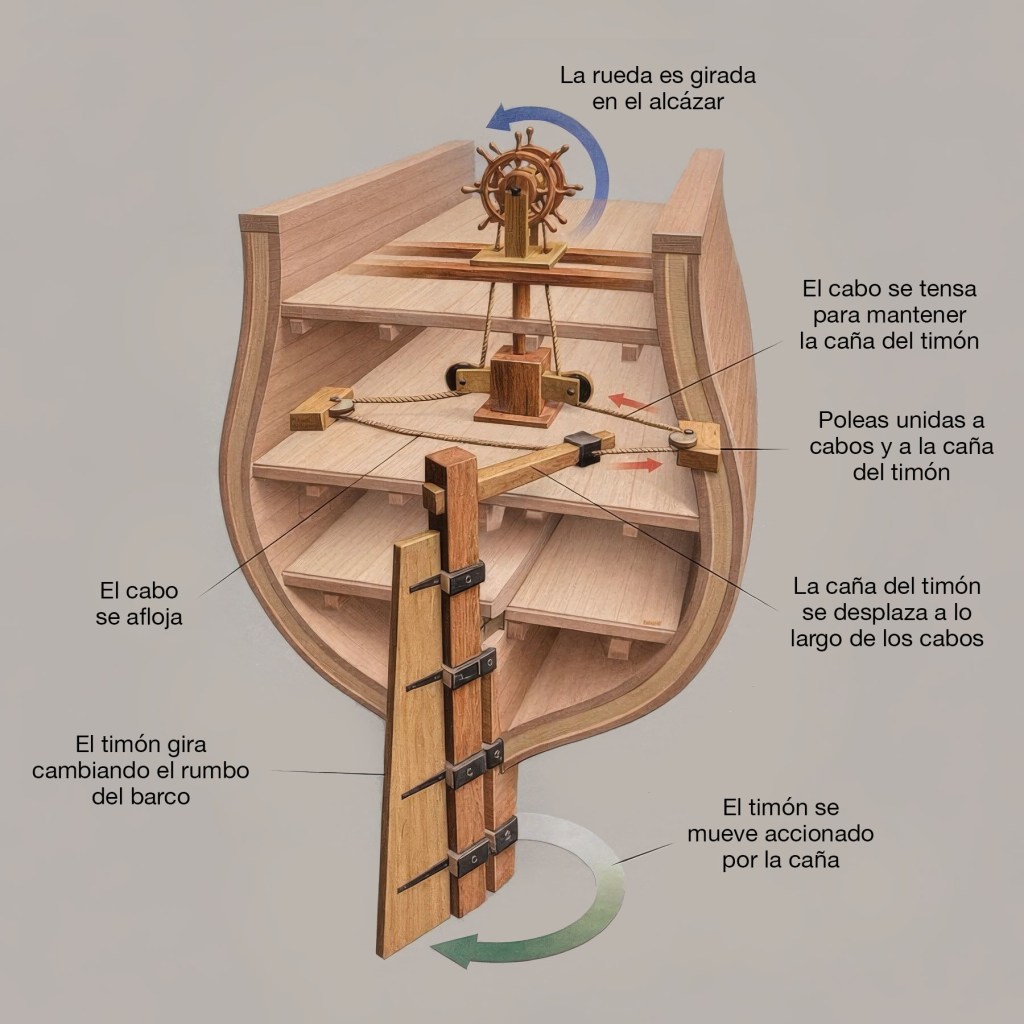 Rueda de timón del siglo XVII